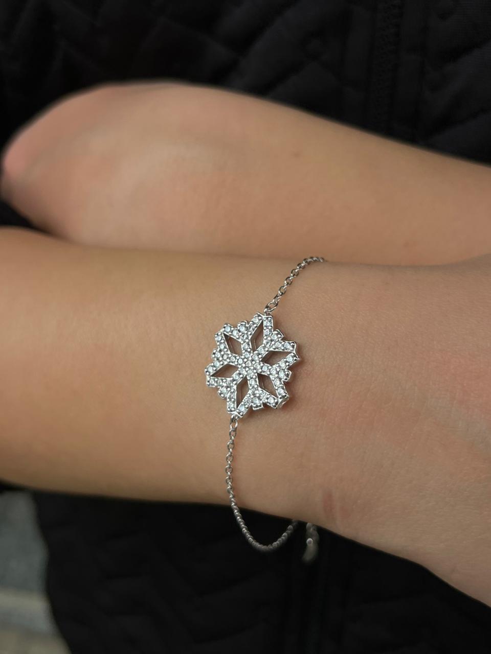 Large Ice Flake Zirconia Bracelet -in Sterling Silver -925