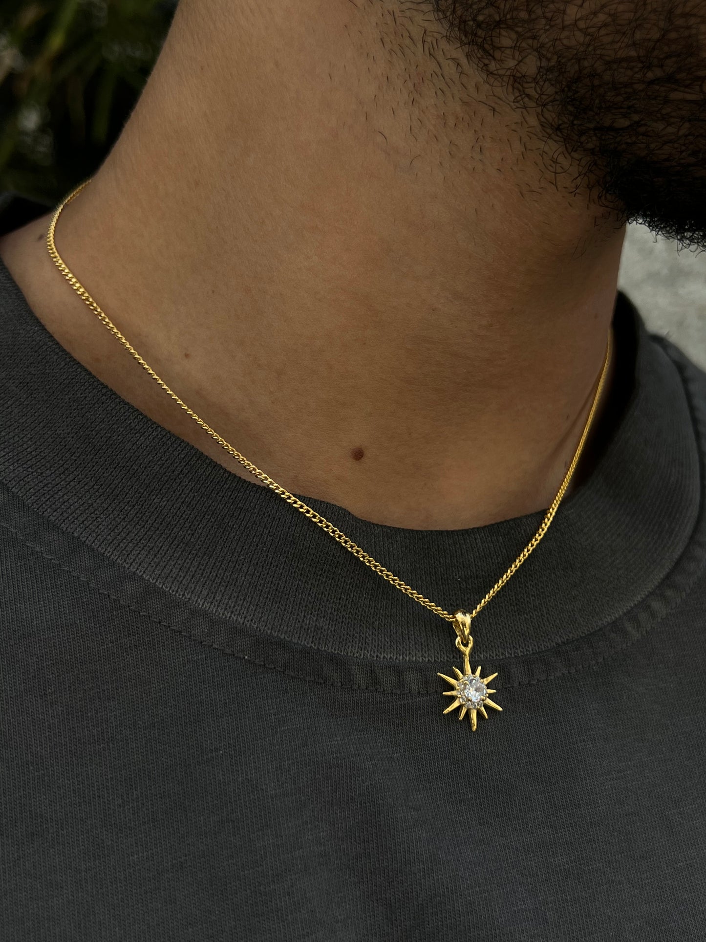 Gold plated Sun Necklace for Men's Sterling Silver 925s