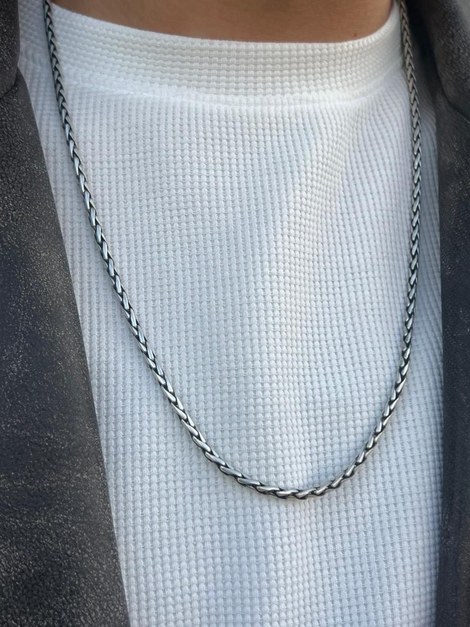 Polished Valor Necklace For Men Sterling Silver925-(65cm-4mm)