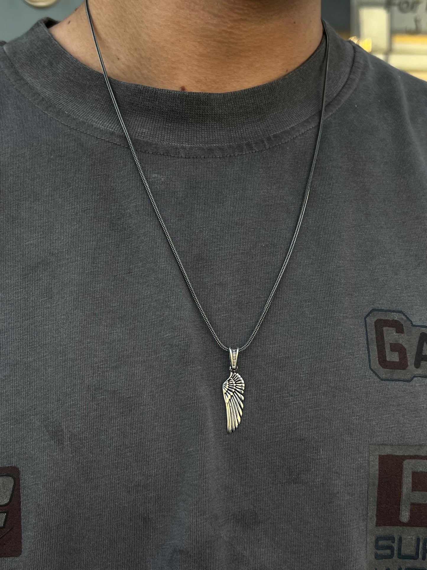 Oxidized Wing Necklace for Men's Sterling Silver 925s