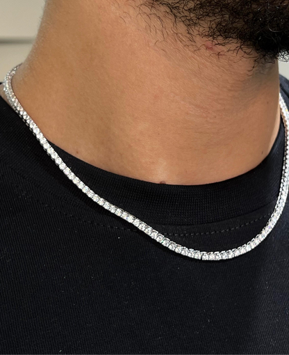 Thick Clear Tennis Necklace in Italian sterling silver-s925