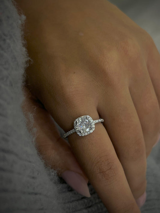 Square Ring -Clear Zirconia in Sterling Silver -925