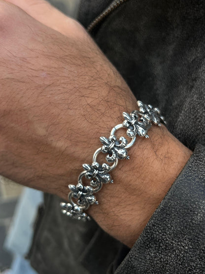 Fleur-de-lis bracelet-in Sterling Silver 925s| 20cm-18mm