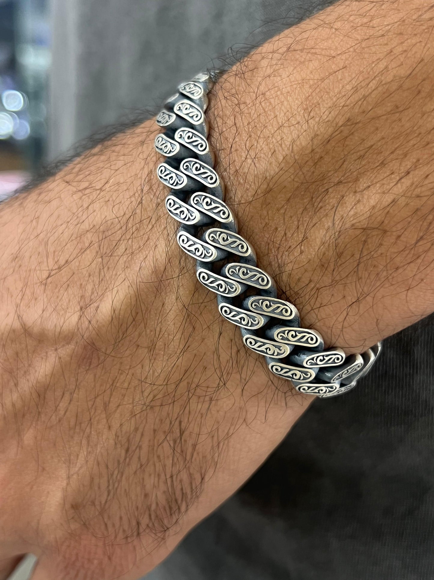 Storm Shadow Bracelet for Men's Sterling Silver 925s-19cm